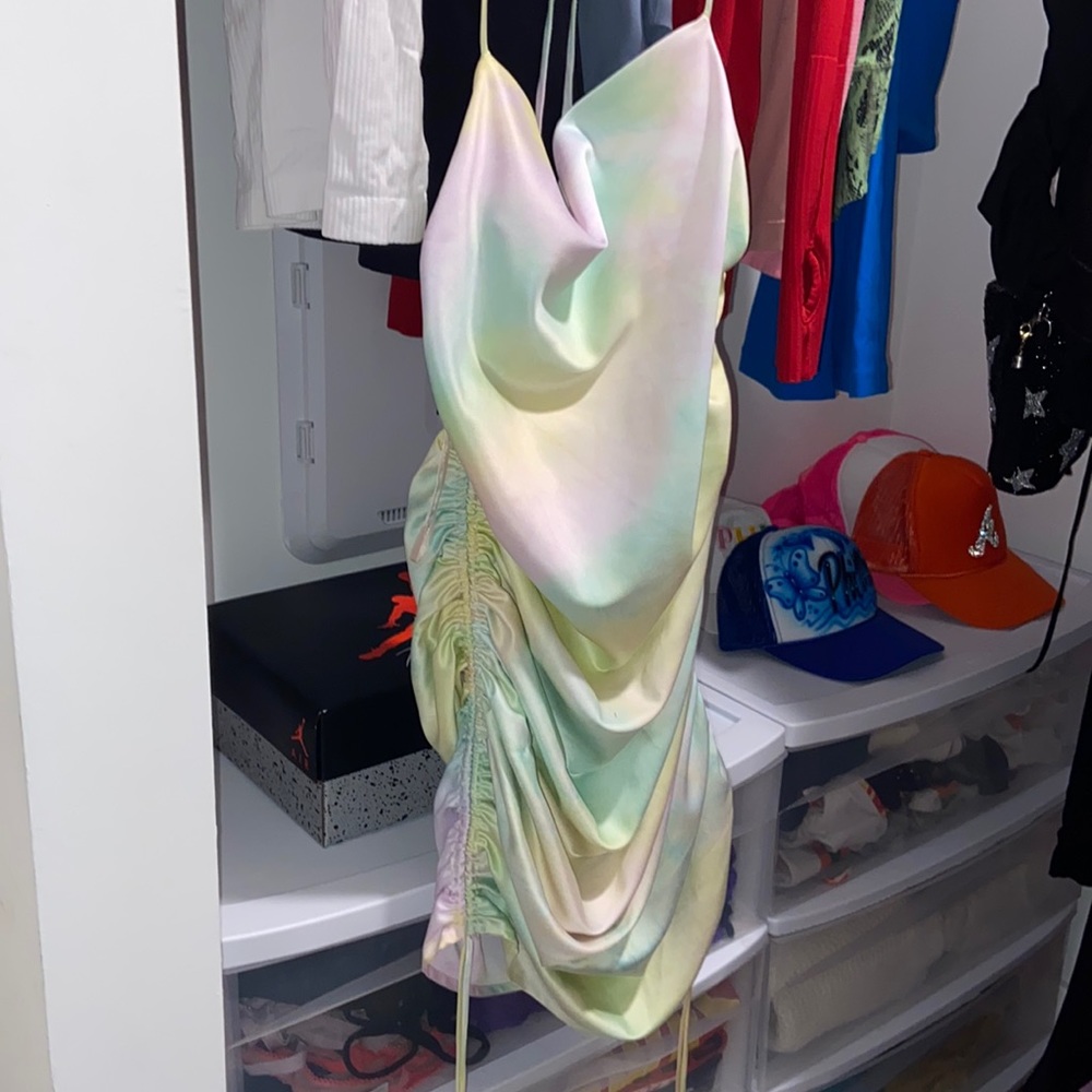 Fabrik Do+Be Tie Dye Mini Dress cowl sinch small